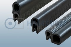 Sealing profile, PVC/EPDM sponge rubber, with steel clamp strap